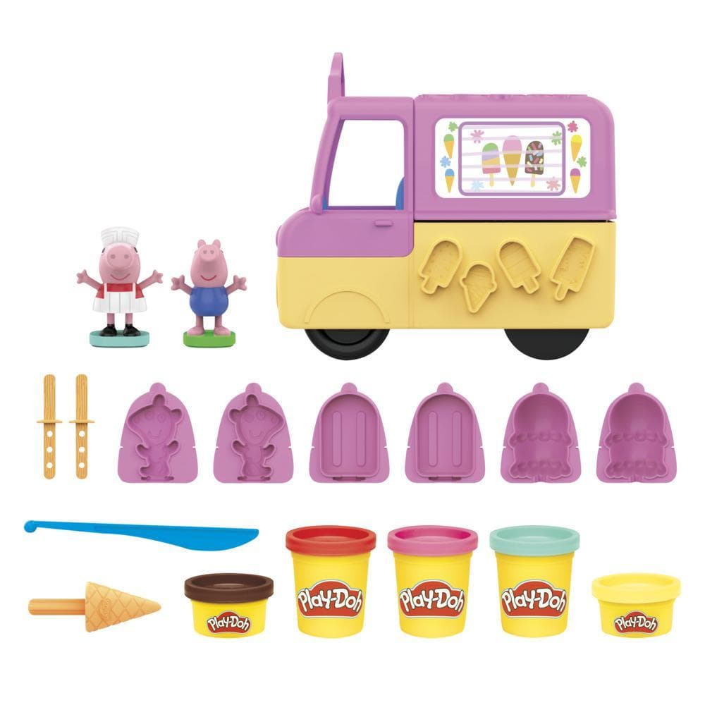 Play-Doh Peppa's Ice Cream Playset with Ice Cream Truck, Peppa and George Figures, and 5 Cans