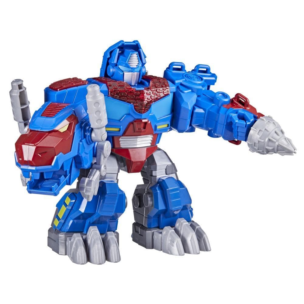 Transformers Dinobot Adventures Optimus Prime T-Rex with Lights and Sounds, 9+-inch Toy, Ages 3 and Up