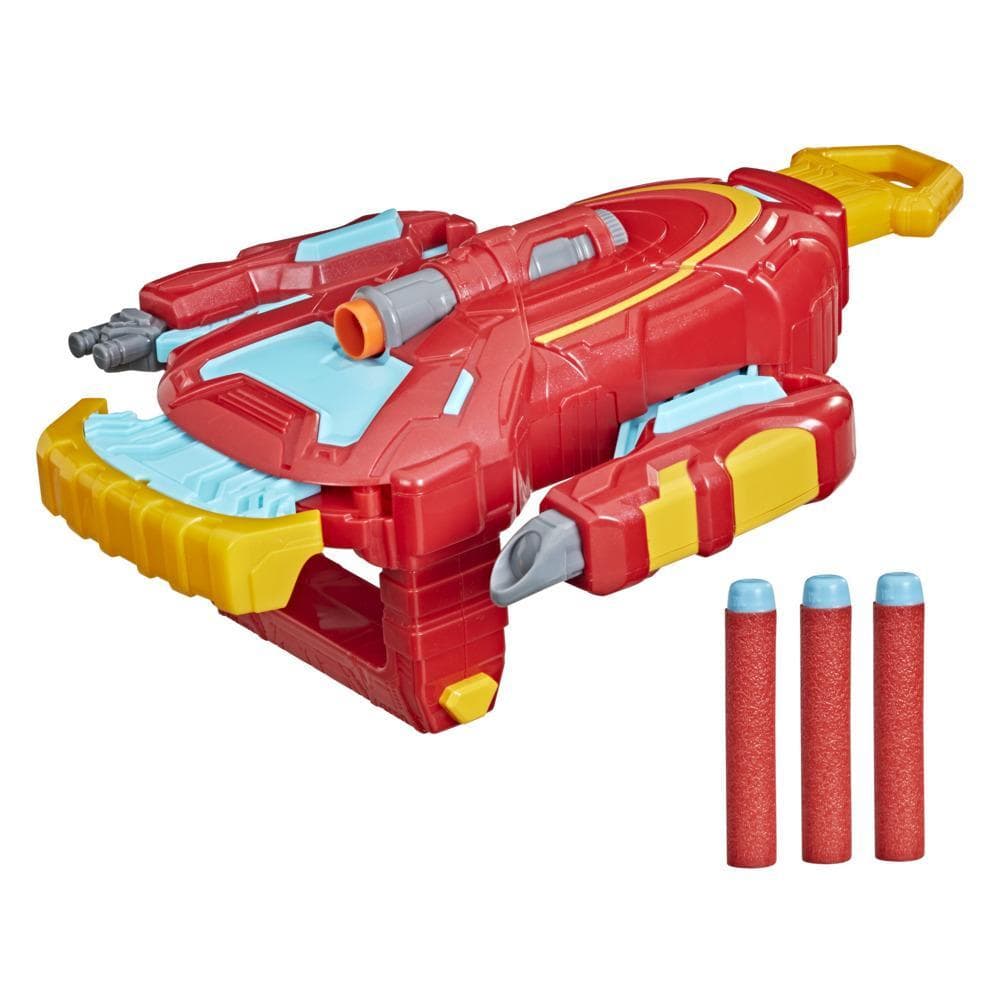 Hasbro Marvel Avengers Mech Strike Role Play Iron Man Strikeshot Gauntlet Toy And 3 NERF Projectiles, For Kids Ages 5 and Up