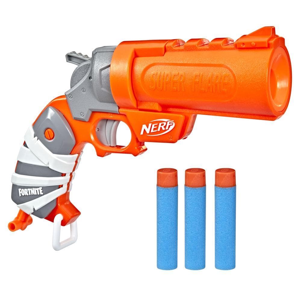 Nerf Fortnite Flare Dart Blaster, Break-Open Dart Loading, 3 Nerf AccuStrike Mega Darts, Pull-Down Priming Handle