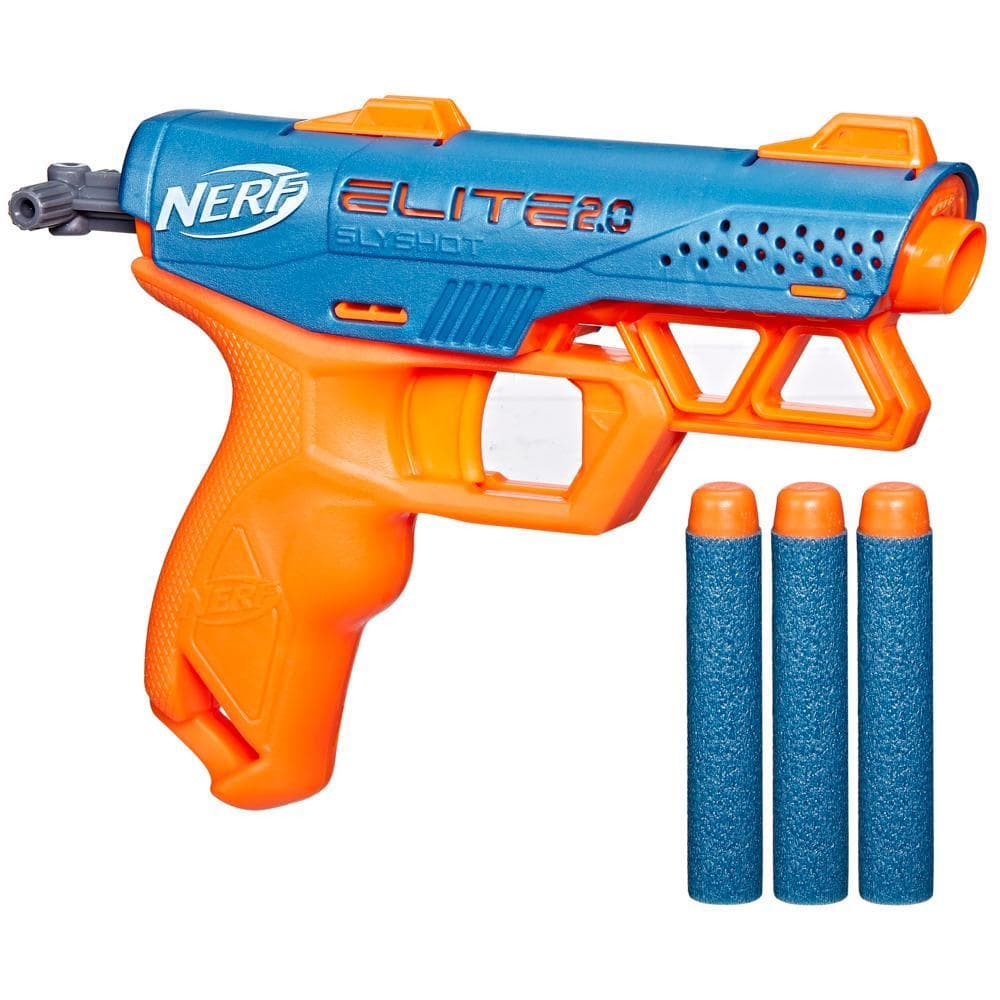 Nerf Elite 2.0 Slyshot Blaster, 3 Nerf Elite Darts, Pull To Prime Handle, Toy Foam Blaster For Outdoor Kids Games