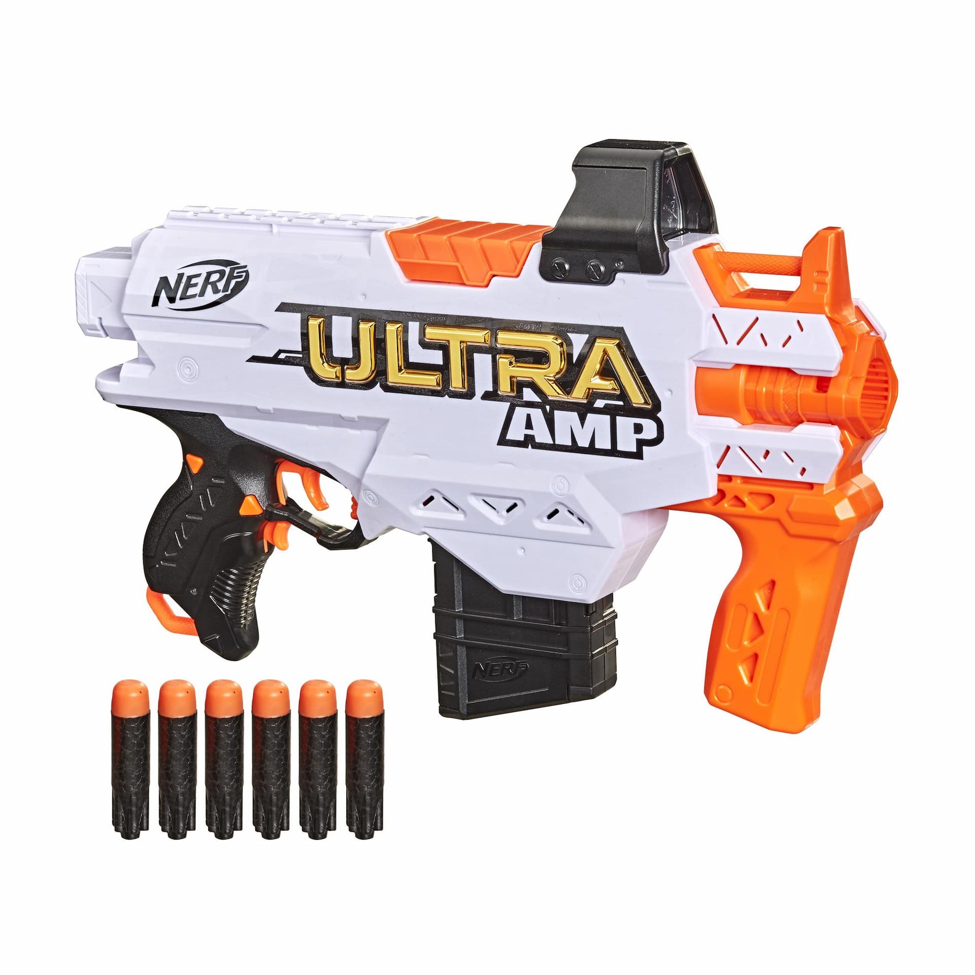 Nerf Ultra Amp Motorized Blaster, 6-Dart Clip, 6 Darts, Compatible Only with Nerf Ultra Darts