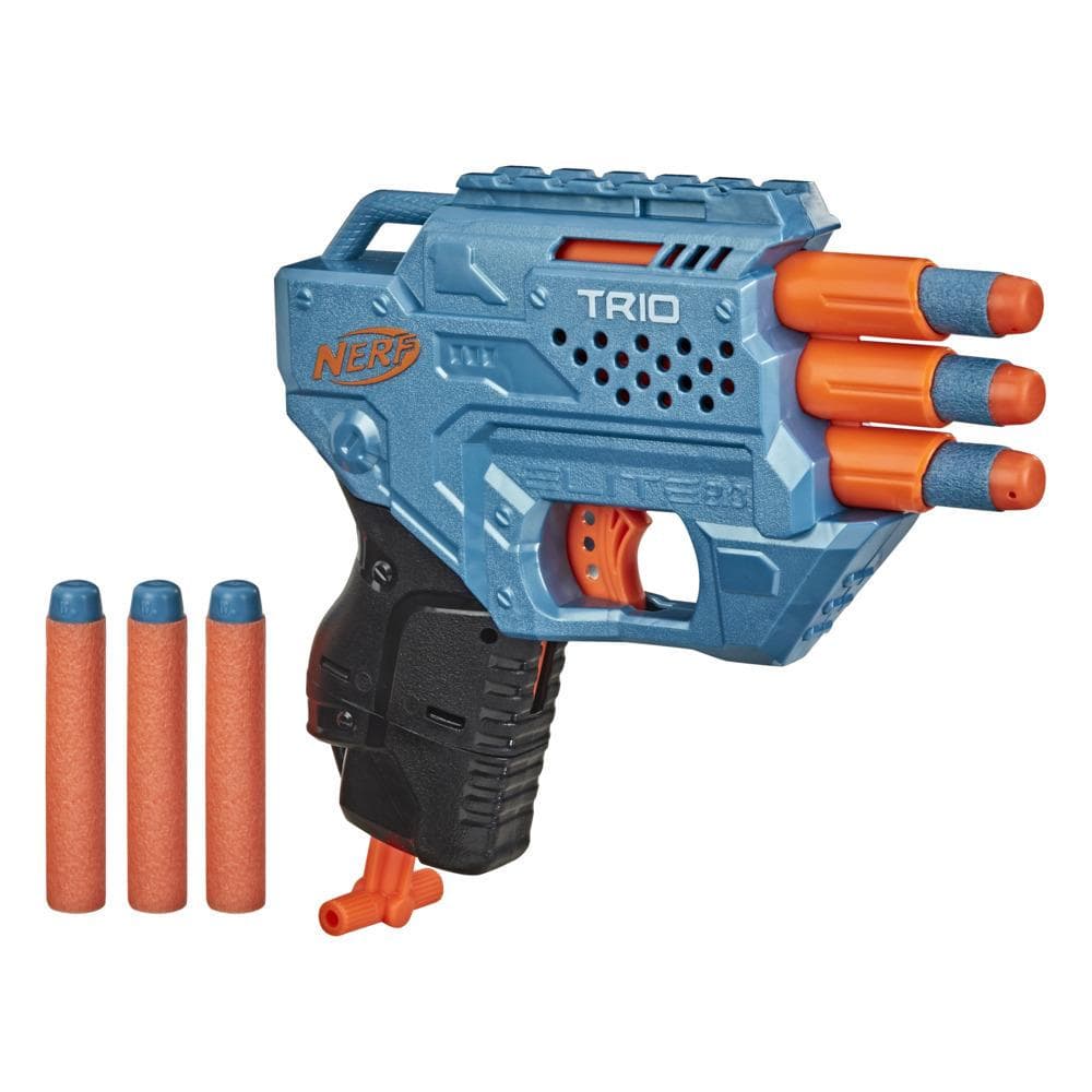 Nerf Elite 2.0 Trio SD-3 Blaster, 6 Official Nerf Darts, 3-Barrel Blasting, Tactical Rail for Customizing Capability