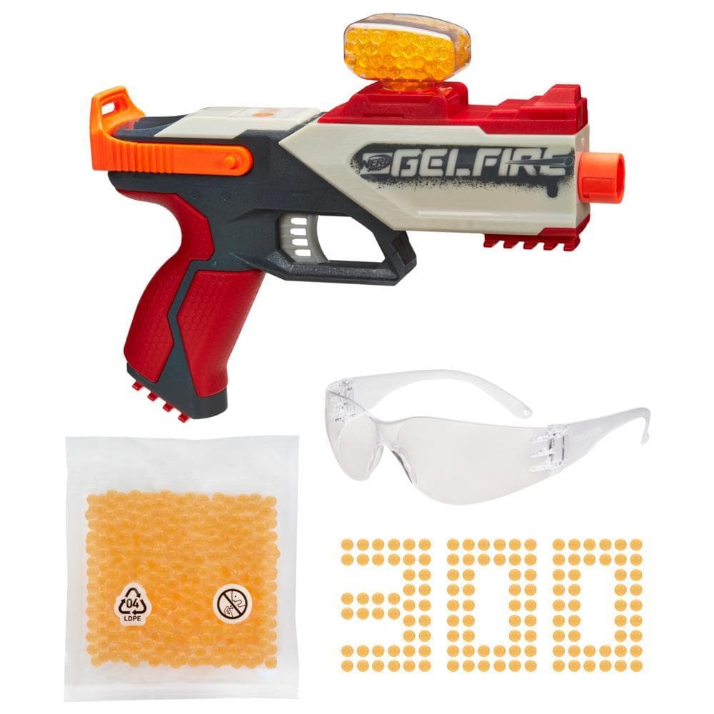 Nerf Pro Gelfire Legion Blaster, 300 Hydrated Gelfire Rounds, 130 Round Hopper, Spring Action, Eyewear