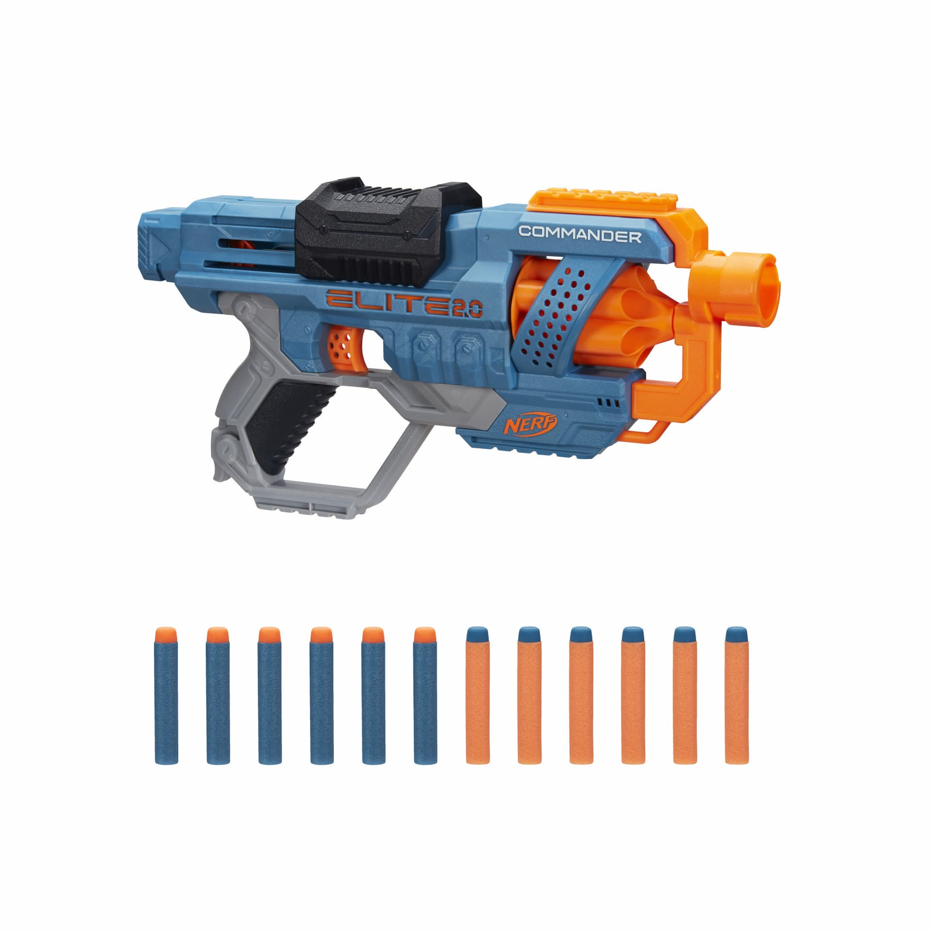 Nerf Elite 2.0 Commander RD-6 Blaster, 12 Official Nerf Darts, 6-Dart Rotating Drum, Built-In Customizing Capabilities