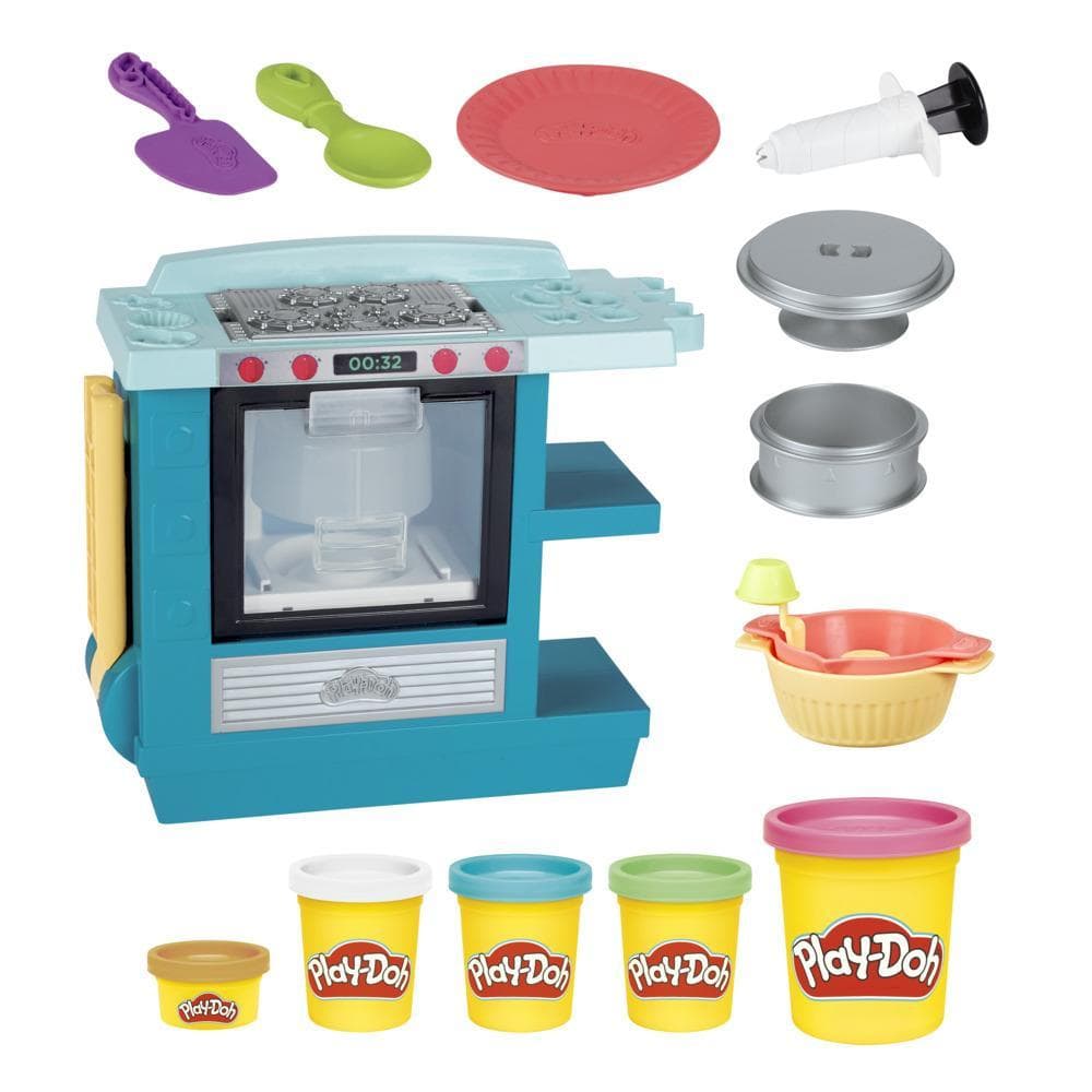 Play-Doh Kitchen Creations Rising Cake Oven Playset for Kids 3 Years and Up with 5 Cans, Non-Toxic