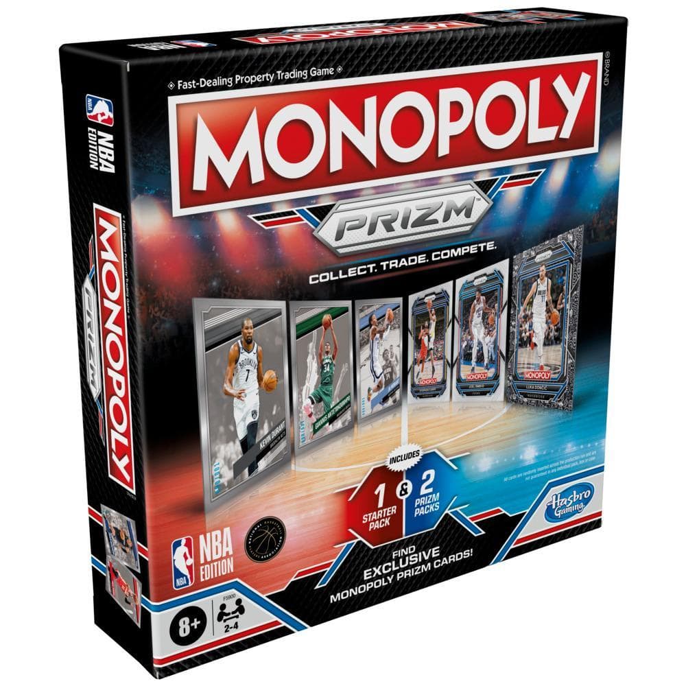 Monopoly Prizm: NBA Edition Board Game with Panini NBA Trading Cards, 2-4 Players, Ages 8+