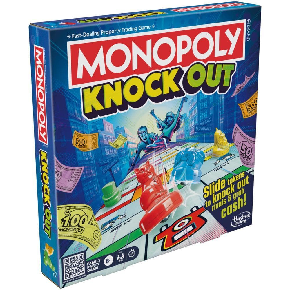 Monopoly Knockout Family Party Game, Quick-Playing Board Games for Ages 8+, 2-8 Players, 20 Mins.