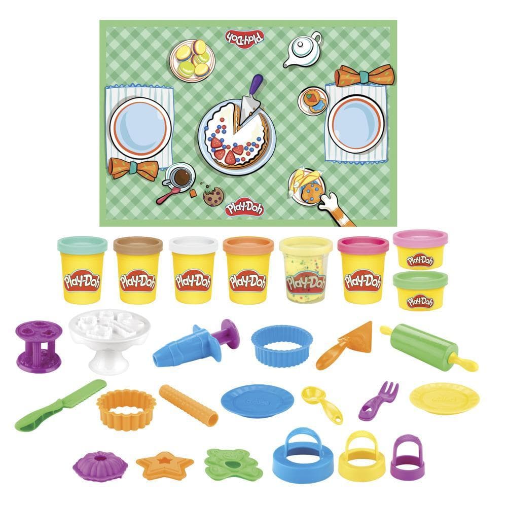 Play-Doh Kitchen Creations Sweet Cakes Playset for Kids 3 Years and Up with 8 Colors, Playmat, Over 15 Tools