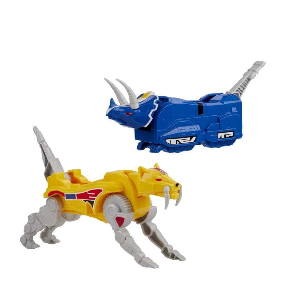 Power Rangers Mighty Morphin Triceratops Dinozord and Sabertooth Tiger Dinozord Toy 2-Pack Action Figures