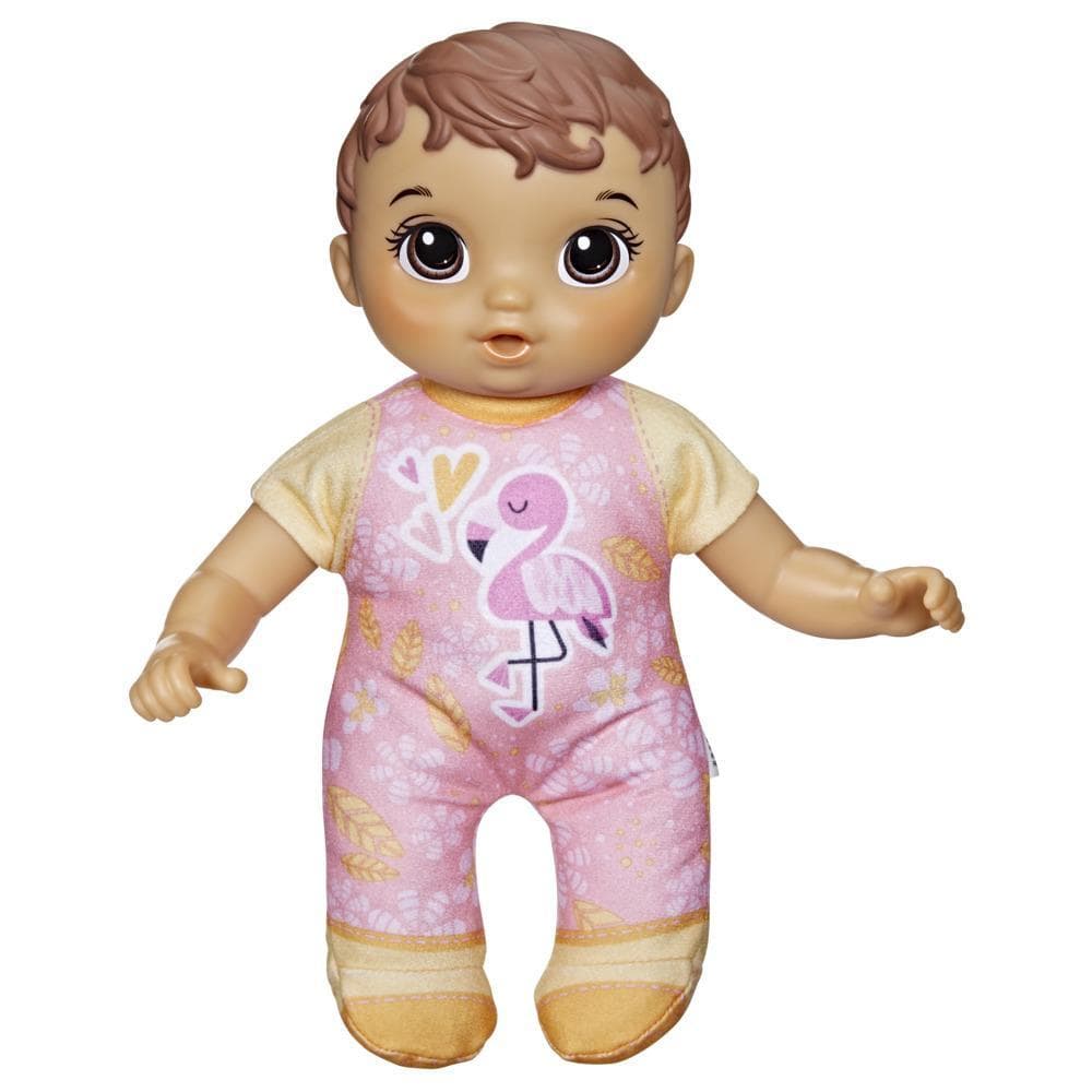 Baby Alive Cute ‘n Cuddly Baby Doll, 9.5-Inch First Baby Doll, Kids 18 Months and Up, Soft Body Washable Toy, Brown Hair