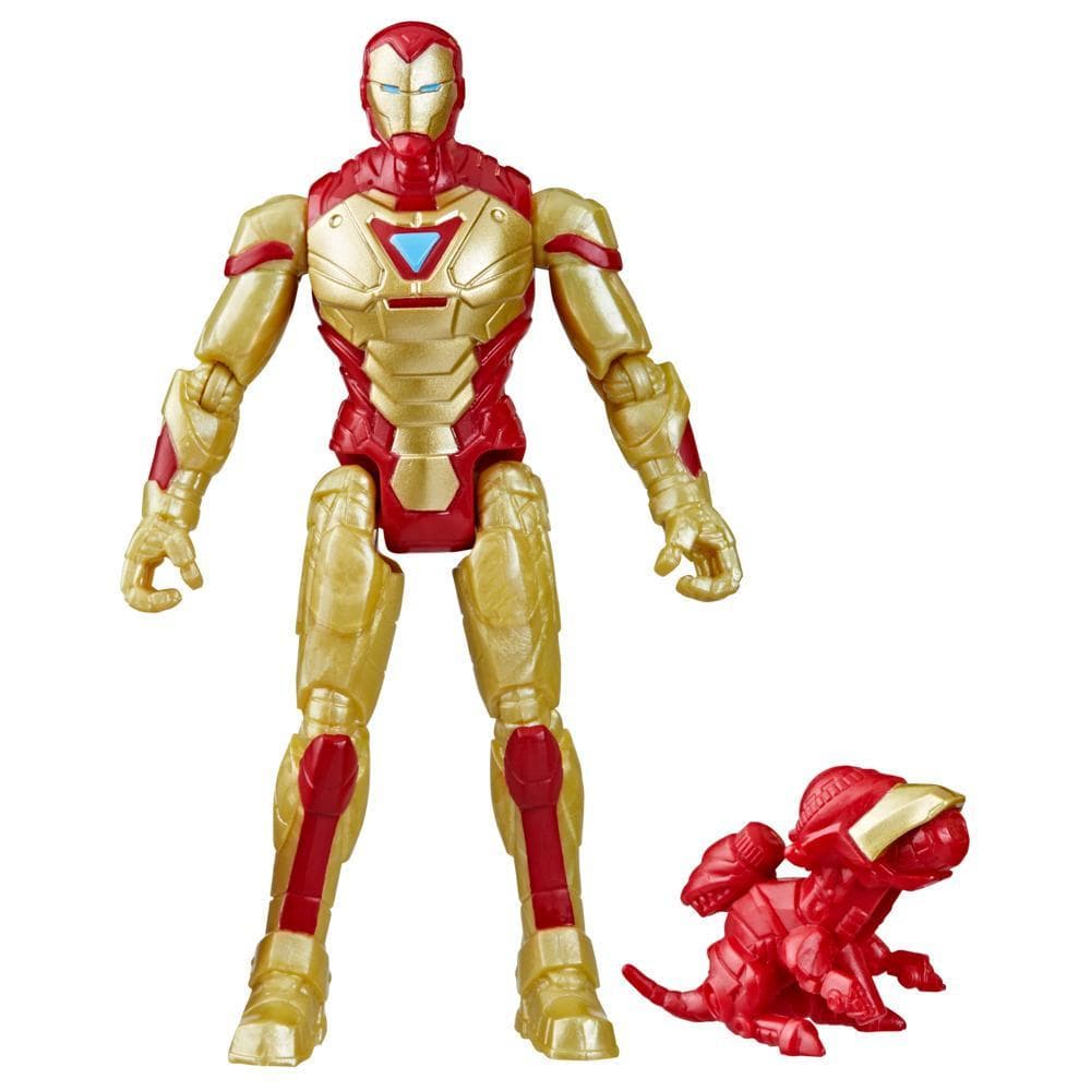 Marvel Mech Strike Mechasaurs Iron Man Action Figure, with Weapon Accessory (4")