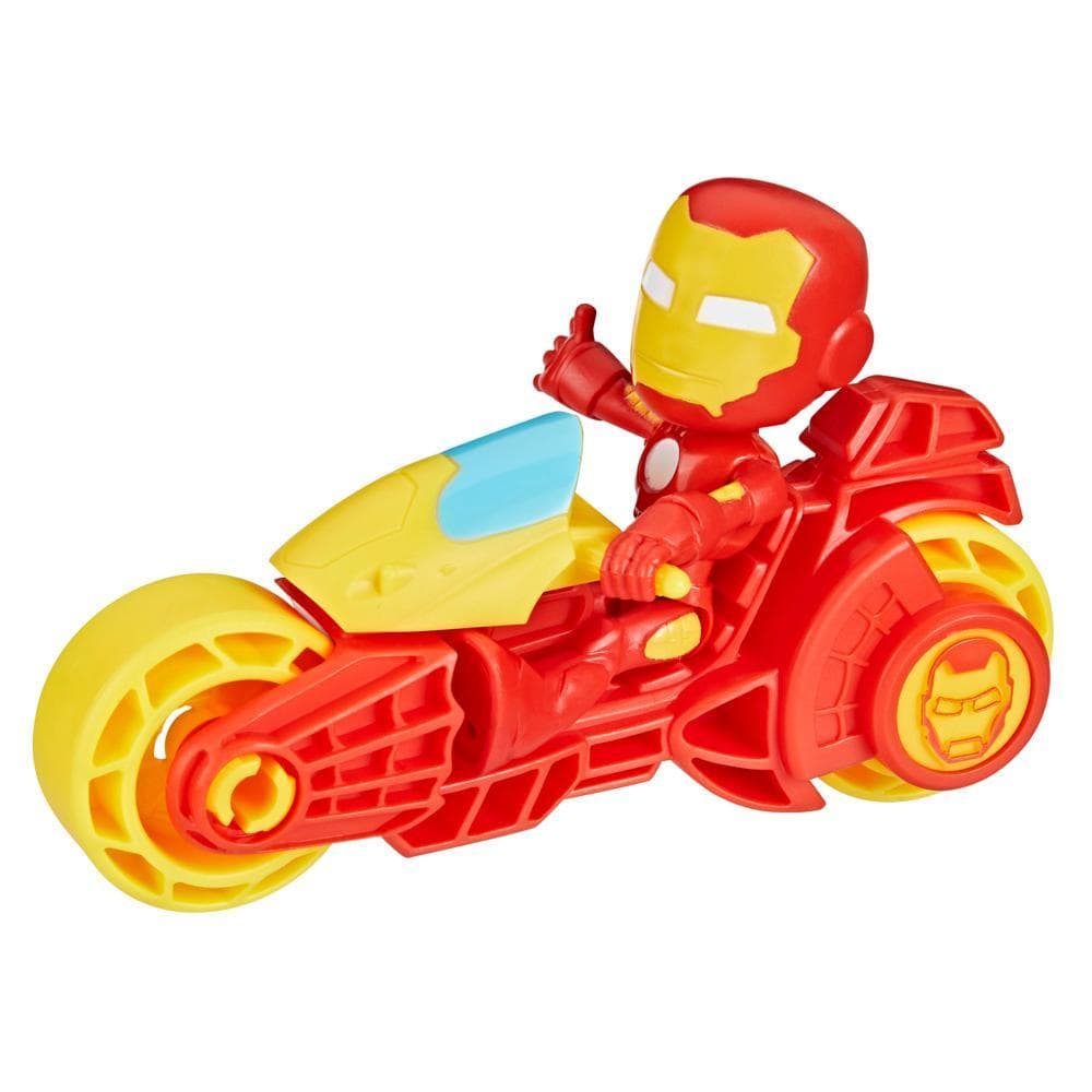 Marvel Spidey and His Amazing Friends, Iron Man Action Figure & Toy Motorcycle Playset
