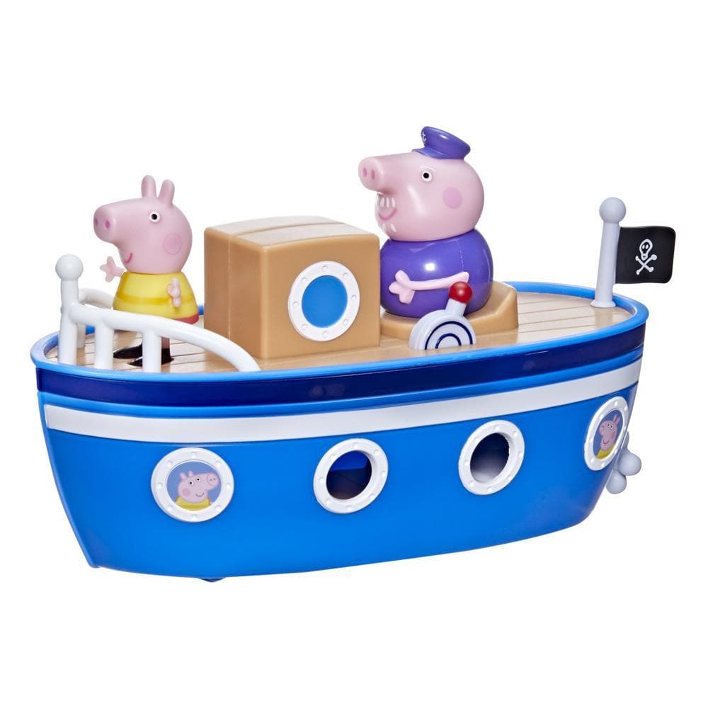 Peppa Pig Grandpa Pig’s Cabin Boat Preschool Toy: 1 Figure, Removable Deck, Rolling Wheels, for Ages 3 and Up