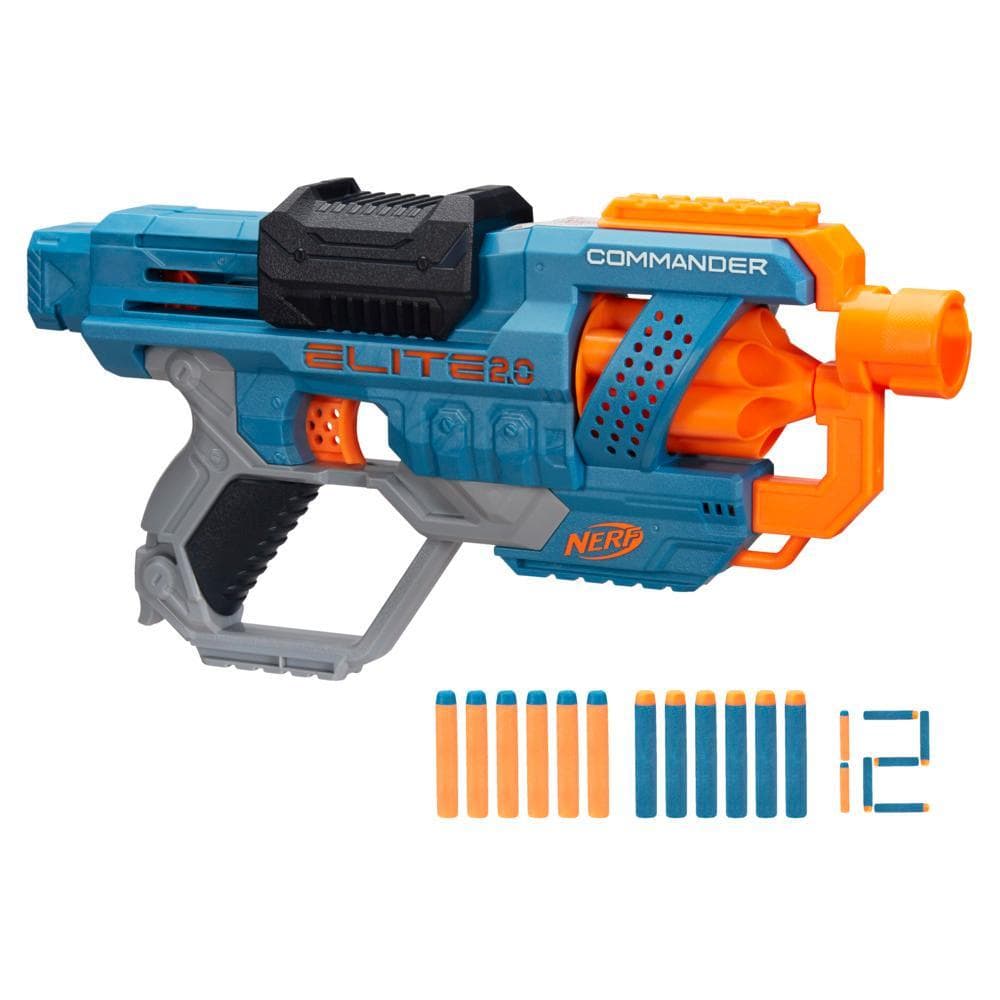 Nerf Elite 2.0 Commander RD-6 Blaster, 12 Official Nerf Darts, 6-Dart Rotating Drum, Built-In Customizing Capabilities