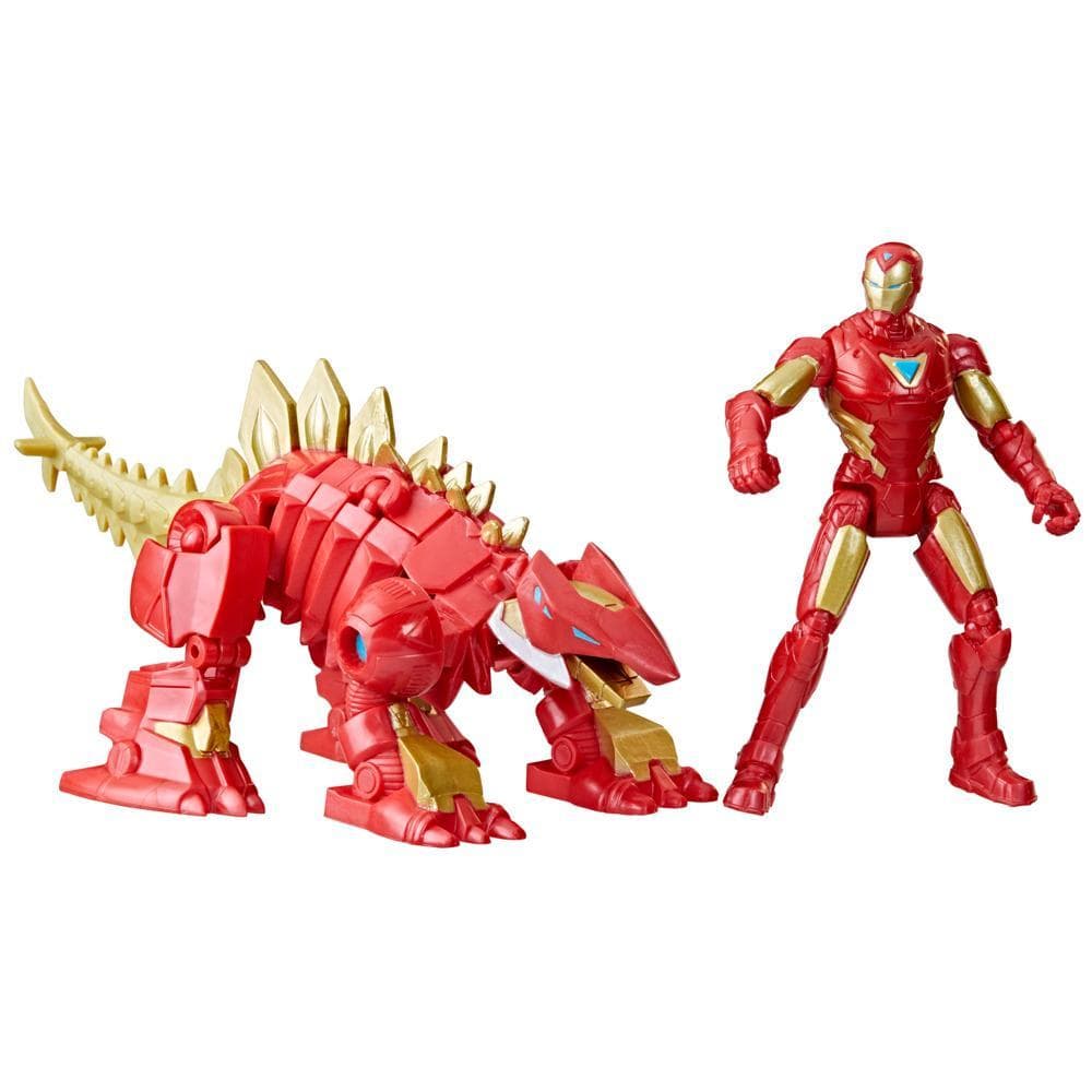 Marvel Mech Strike Mechasaurs Iron Man (4”) with Iron Stomper Mechasaur Action Figures