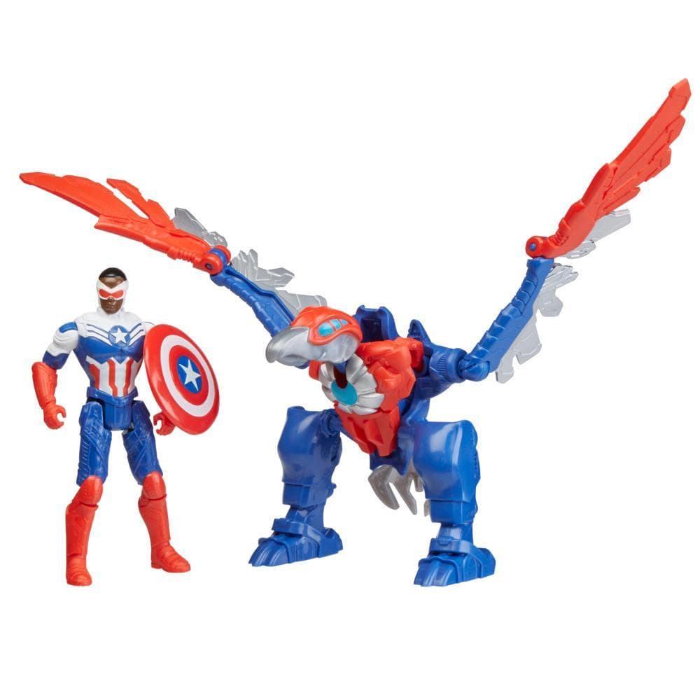Marvel Mech Strike Mechasaurs Captain America (4”) with Redwing Mechasaur Action Figures