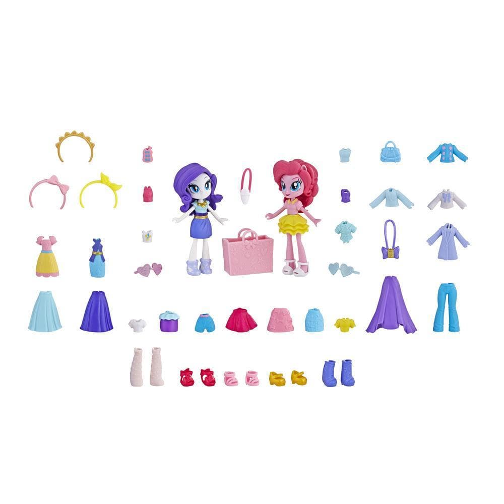 My Little Pony Equestria Girls Brigada de moda Rarity y Pinkie Pie Juego de minimuñecas con más de 40 accesorios