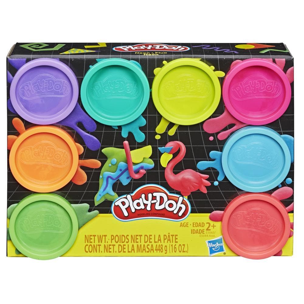 Play-Doh Neón - Empaque de 8 latas de masa modeladora no tóxica con 8 colores