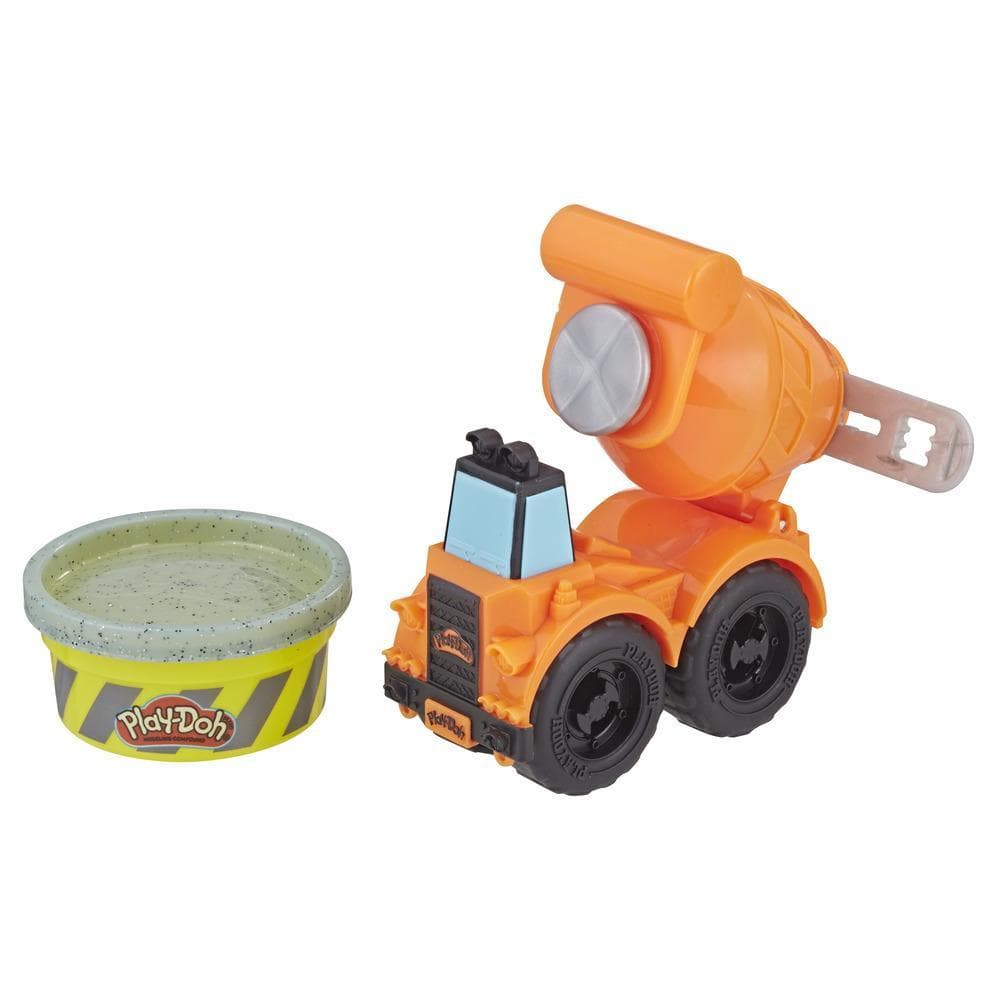 Play-Doh Wheels - Camión de cemento pequeño de juguete con 1 lata de masa de construcción Play-Doh no tóxica color cemento