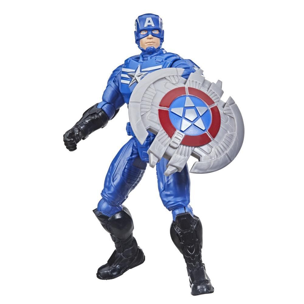 Avengers - Figura Mech Strike del Capitán América de 15 cm con accesorio de batalla