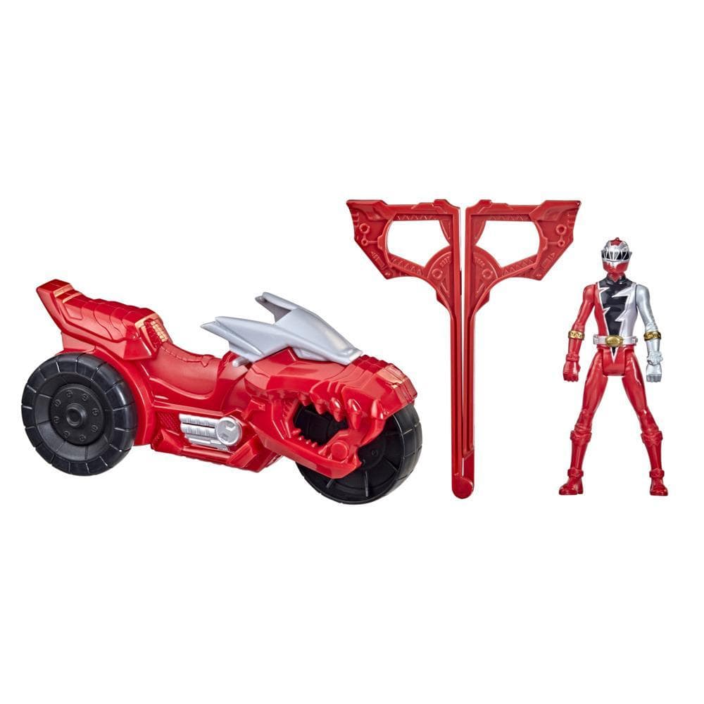 Power Rangers Dino Fury - Rip N Go - Moto de combate T-Rex y Dino Fury Red Ranger