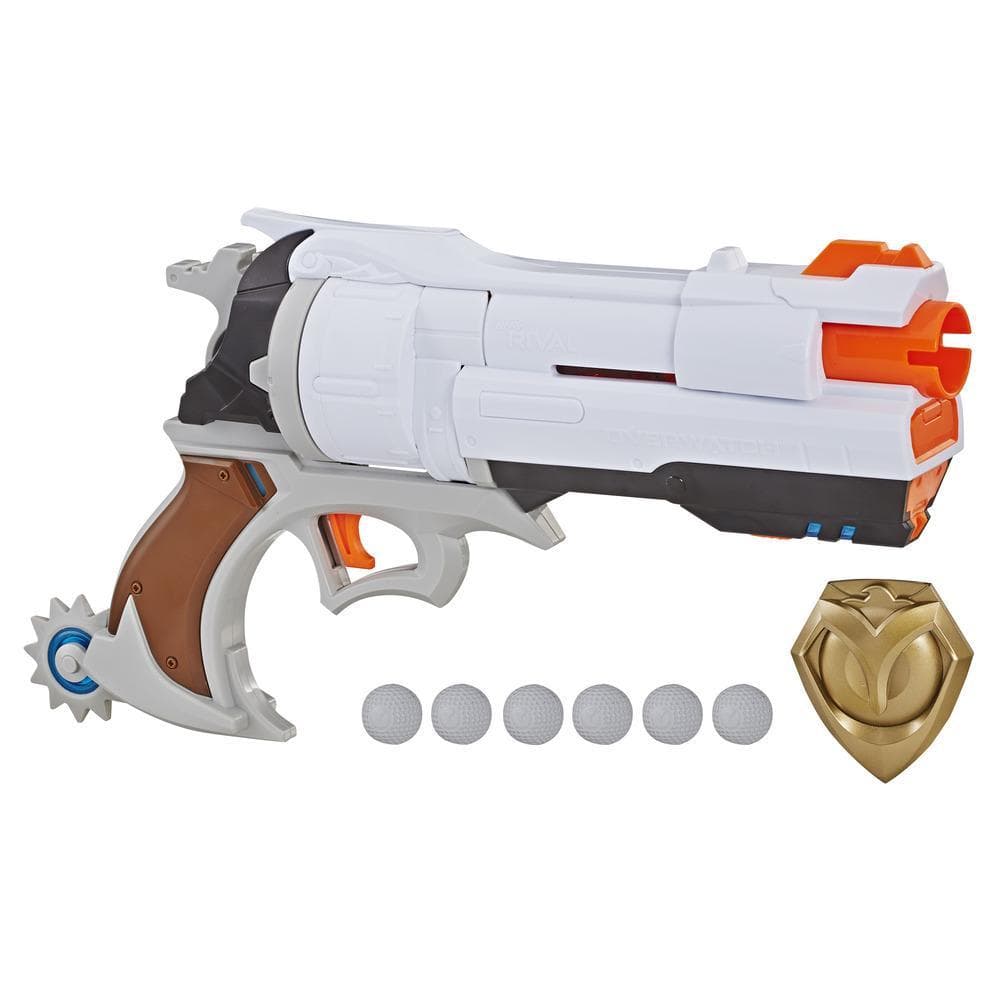 Lanzador Overwatch McCree Nerf Rival con placa de metal fundido y 6 proyectiles de espuma Overwatch Nerf Rival