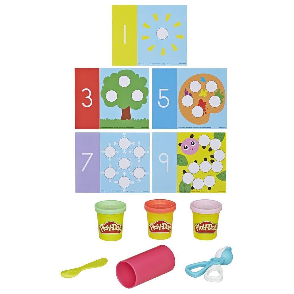 Play-Doh Academy Números - Juego de actividades básicas para niños pequeños con 3 colores no tóxicos Play-Doh, para niños de 2 años en adelante