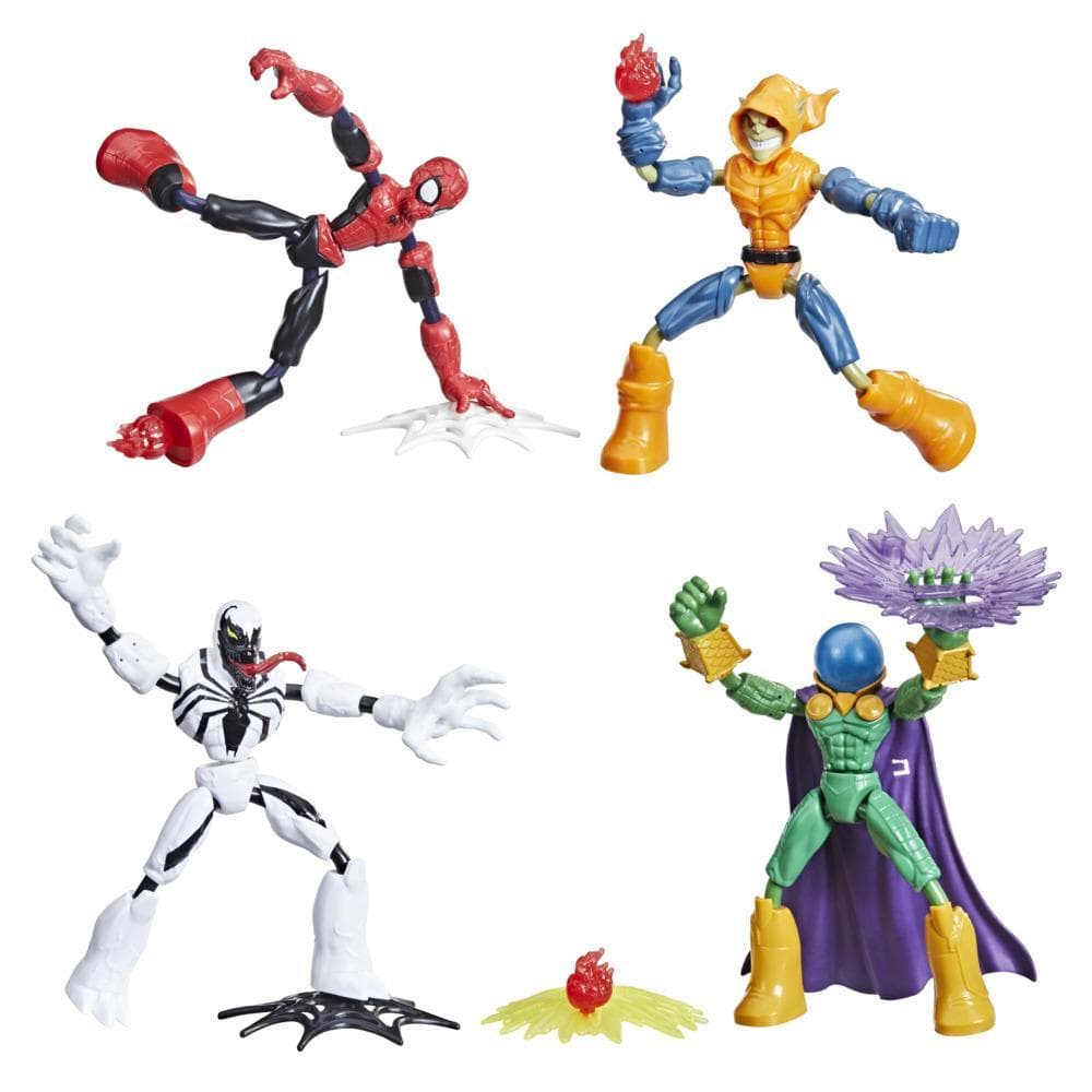 Marvel Spider-Man Ben and Flex, Pack de 4 figurines