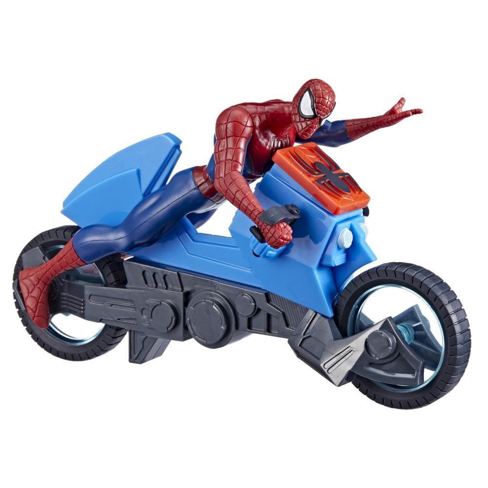 Marvel Spider-Man Moto araignée, véhicule avec figurine de collection Spider-Man de 15 cm, pour enfants à partir de 4 ans
