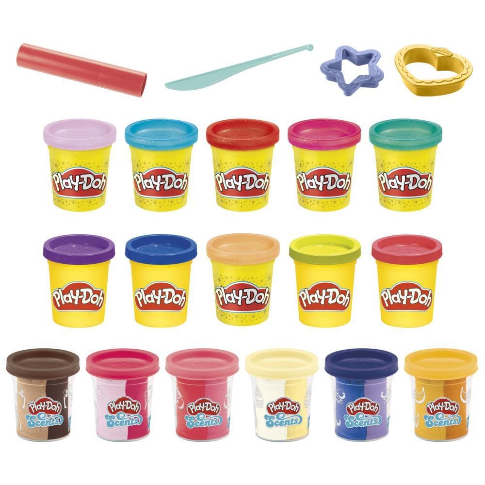 Play-Doh, pack de 16 pots de pâte paillette et parfumée