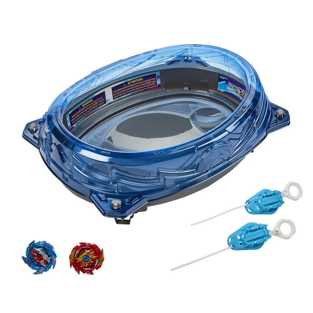 Beyblade Burst Surge Speedstorm, ensemble de combat Volt Knockout : arène Beystadium, 2 toupies et 2 lanceurs