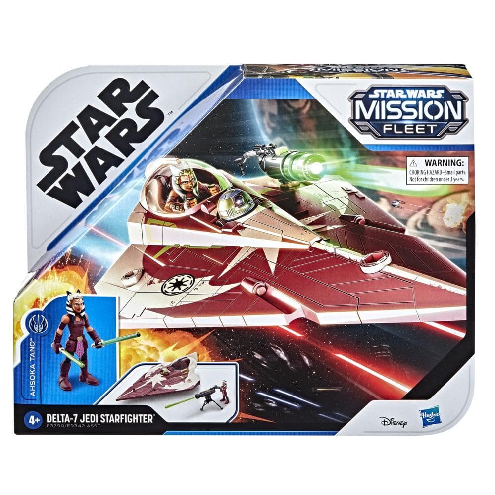 Star Wars Mission Fleet, Ahsoka Tano, Delta-7 Jedi Starfighter, Attaque en chasseur stellaire, figurine et véhicule, 6 cm