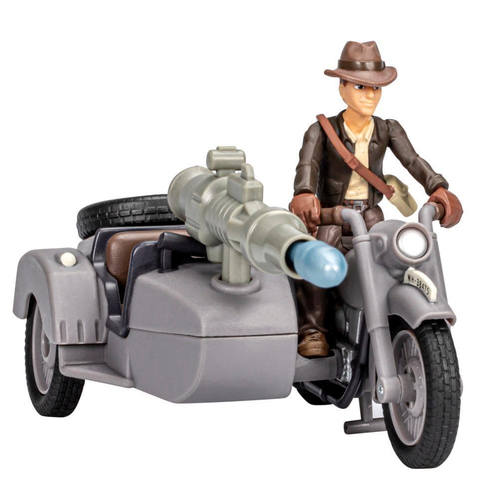 Indiana Jones Worlds of Adventure, figurine Indiana Jones de 6 cm avec véhicule moto et side-car, jouets Indiana Jones