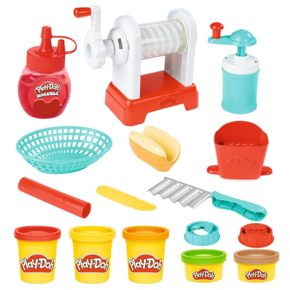 Play-Doh Kitchen Creations Friterie, coffret de pâte à modeler avec accessoires de cuisine factice, jouets préscolaires, à partir de 3 ans