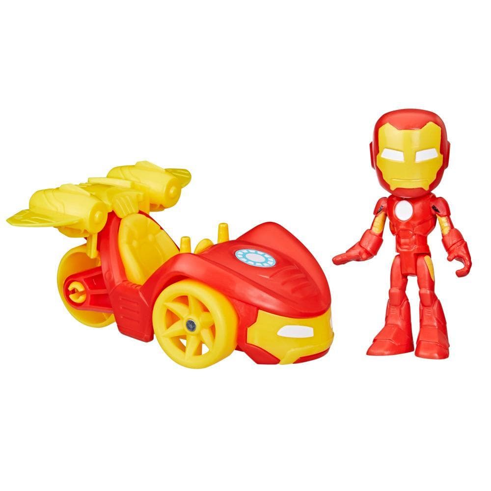 Marvel Spidey et ses Amis Extraordinaires, coffret Bolide Iron Man, figurine, véhicule et accessoire