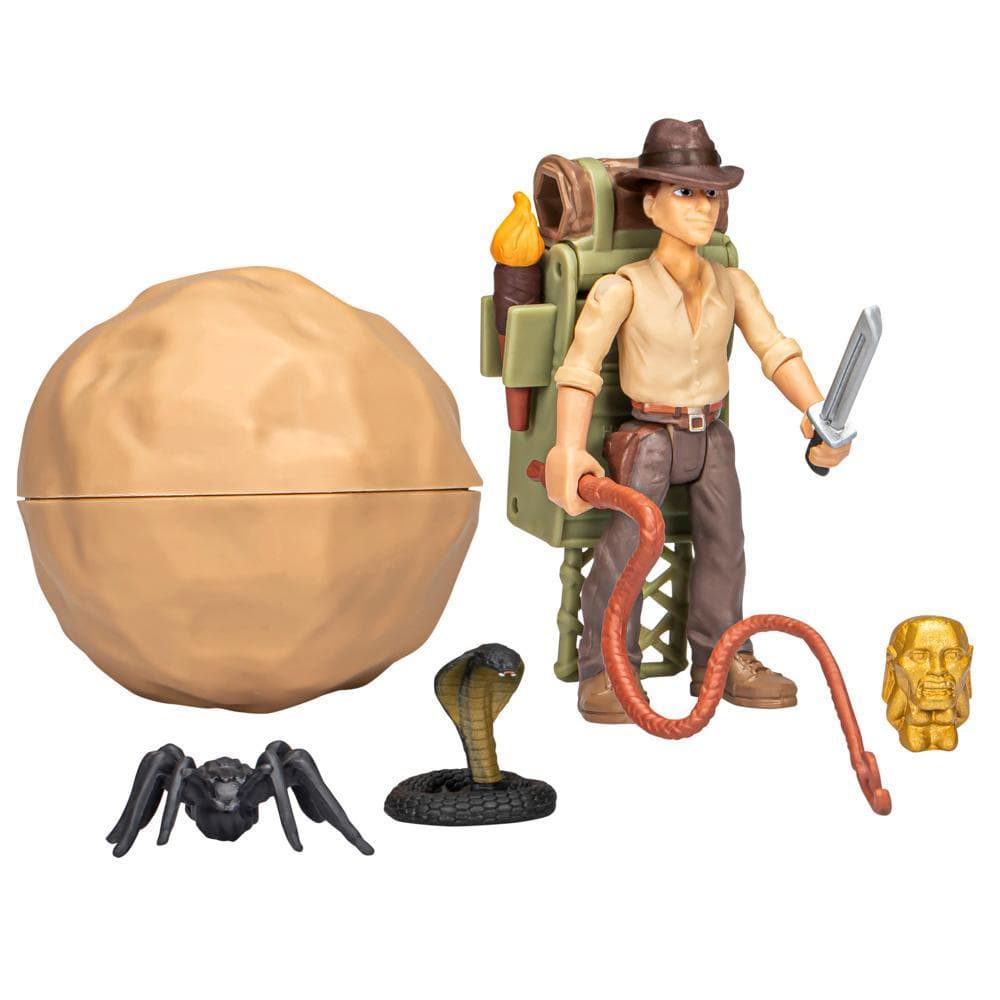 Indiana Jones Worlds of Adventure, figurine Indiana Jones avec sac à dos d'aventure, (6 cm)