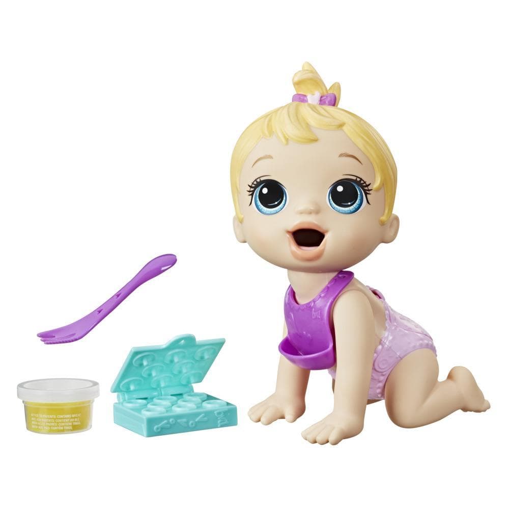 Baby Alive Bébé pause gourmande, mange et fait « caca », 20 cm, moule à aliments, enfants, dès 3 ans, cheveux blonds