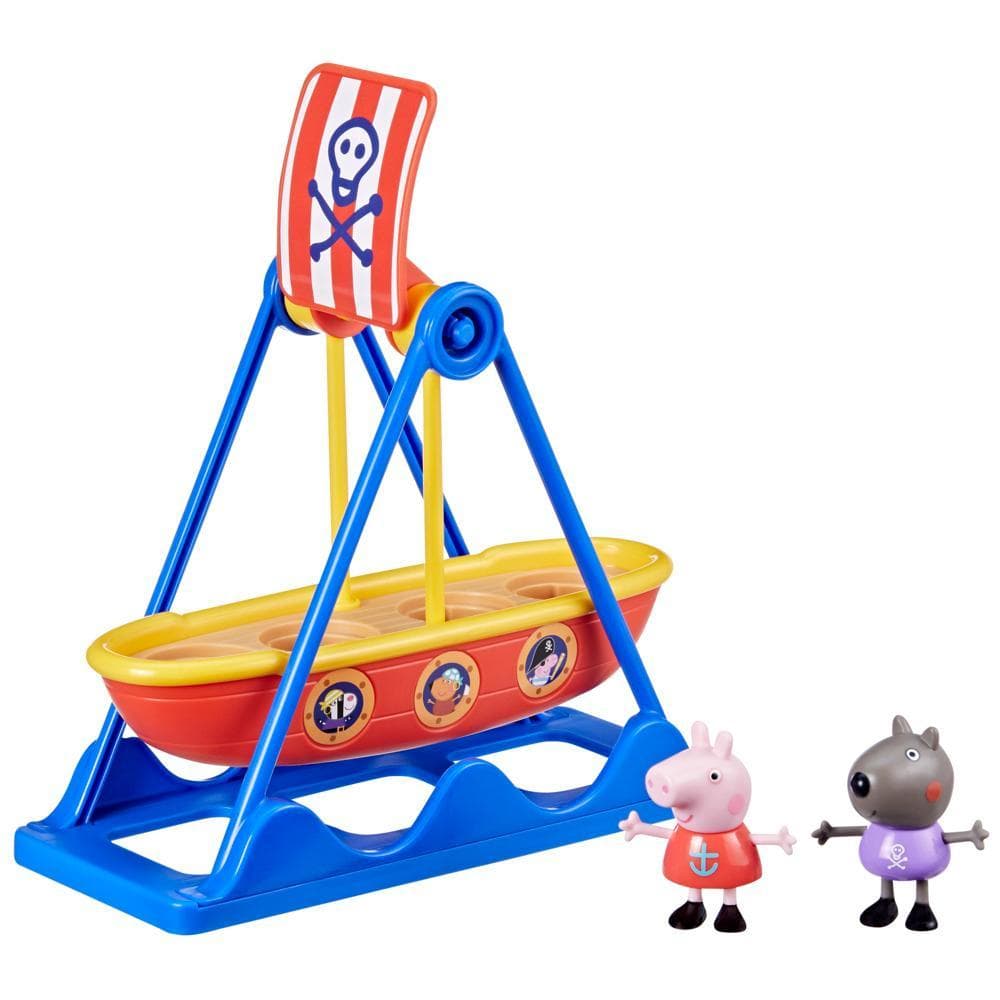 Peppa Pig Manège Bateau Pirate de Peppa, coffret avec 2 figurines, jouet préscolaire