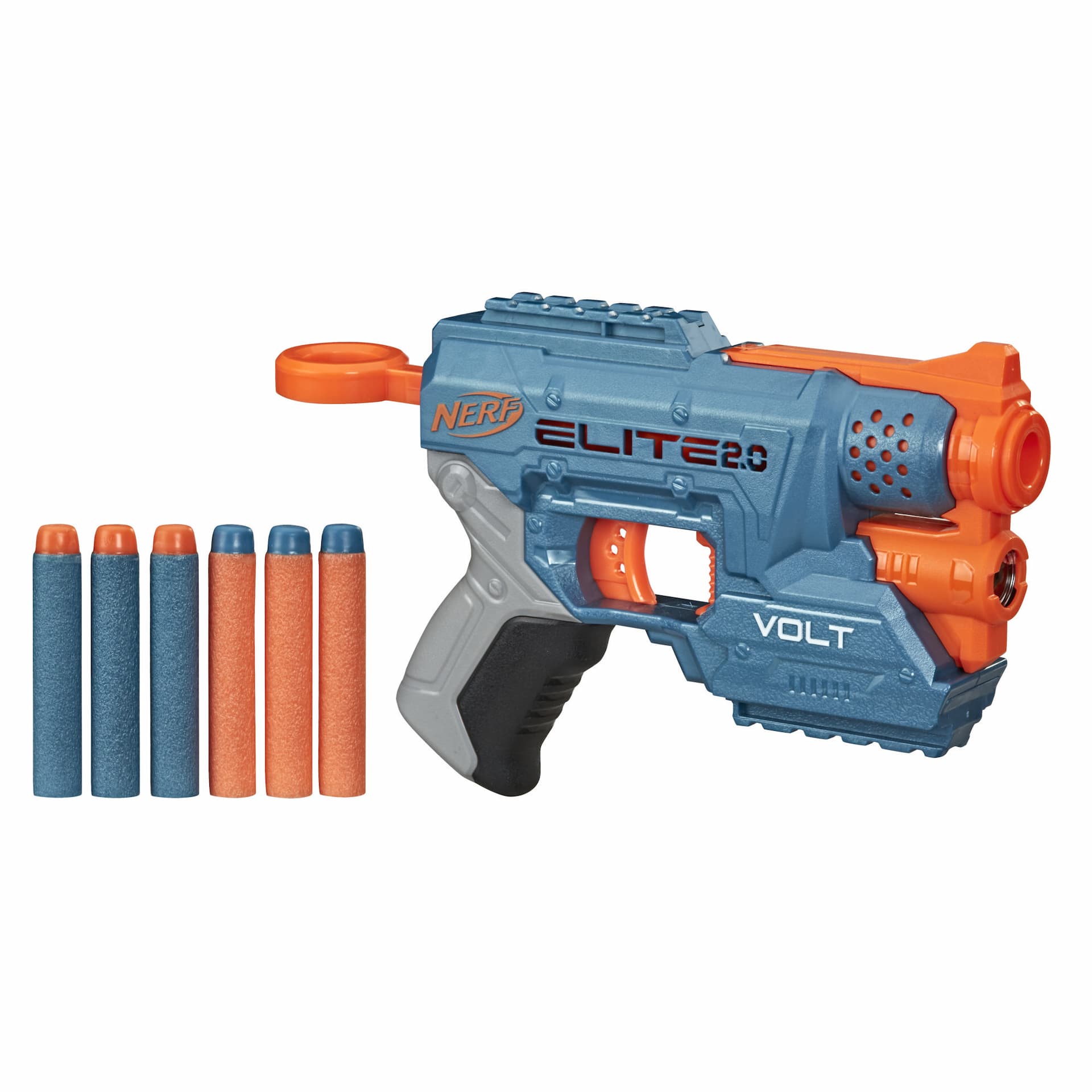 Nerf Elite 2.0, blaster Volt SD-1, 6 fléchettes Nerf, faisceau lumineux, rangement pour 2 fléchettes, 2 rails tactiques