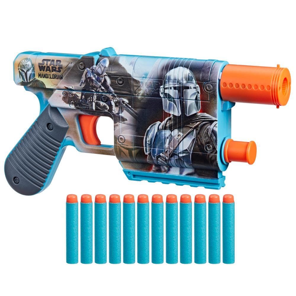 Blaster Nerf Star Wars The Mandalorian, 12 fléchettes Nerf Elite, cadeaux pour enfants à partir de 8 ans