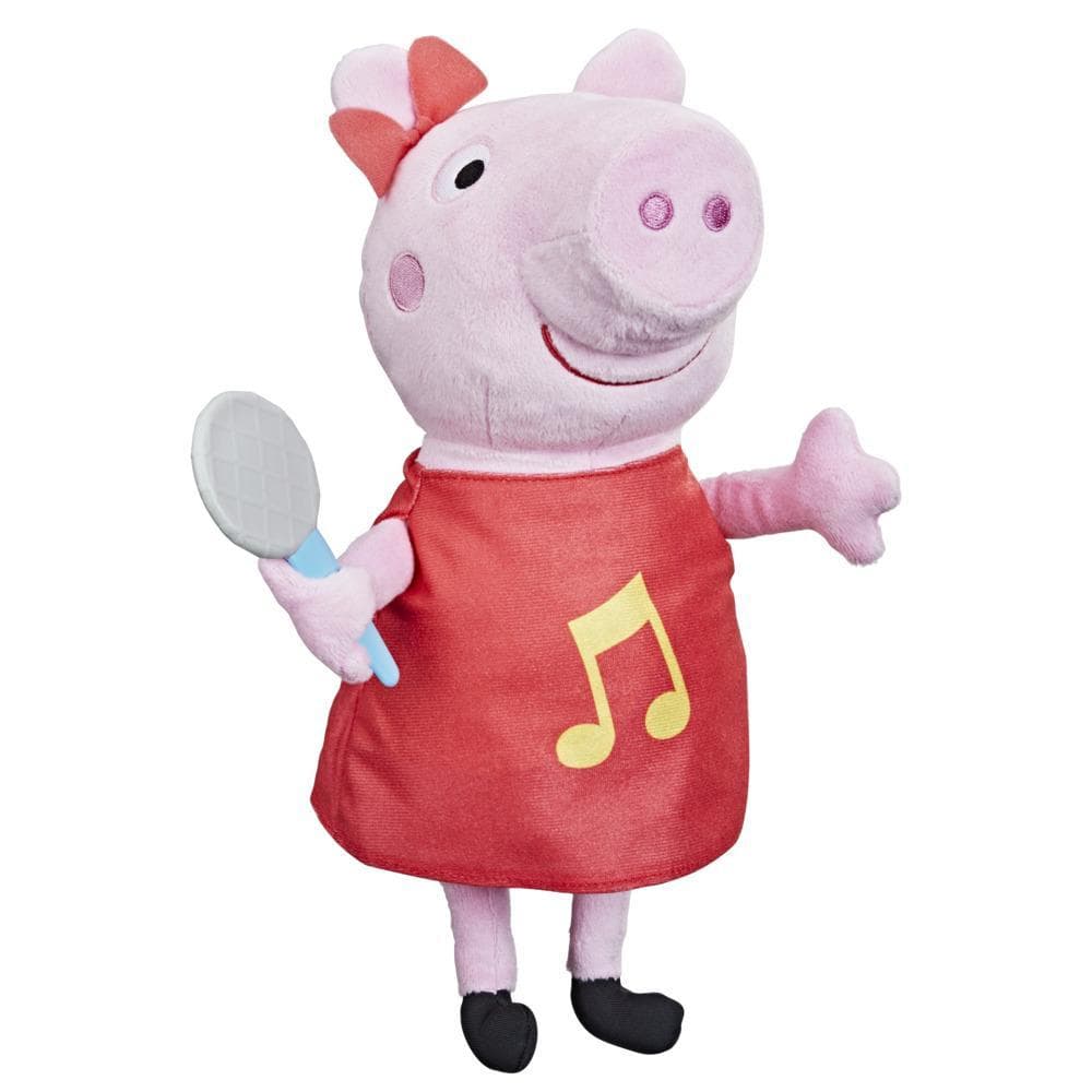 Peppa Pig Peppa chante, peluche chantante avec robe rouge pailletée et boucle, chante 3 chansons, dès 3 ans