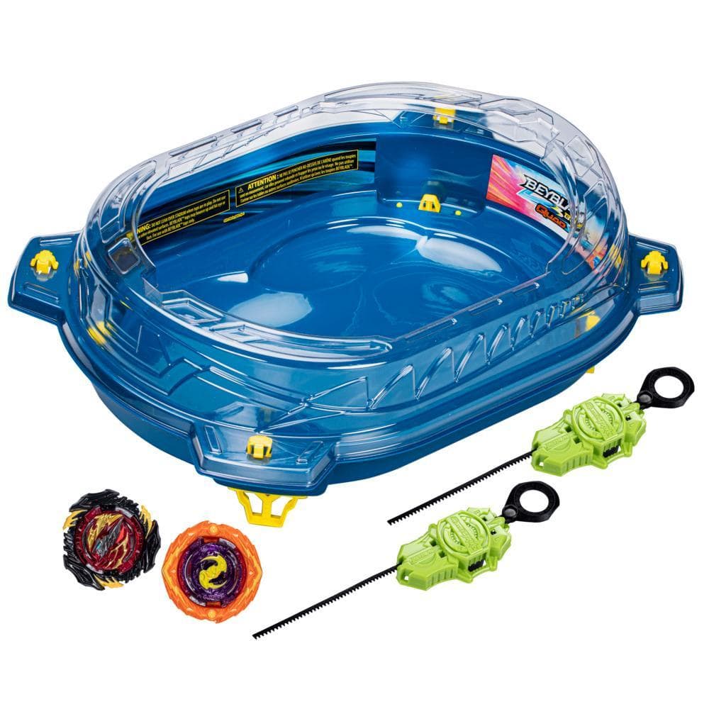 Beyblade Burst QuadStrike, set de combat Thunder Edge avec arène Beystadium, 2 toupies et 2 lanceurs