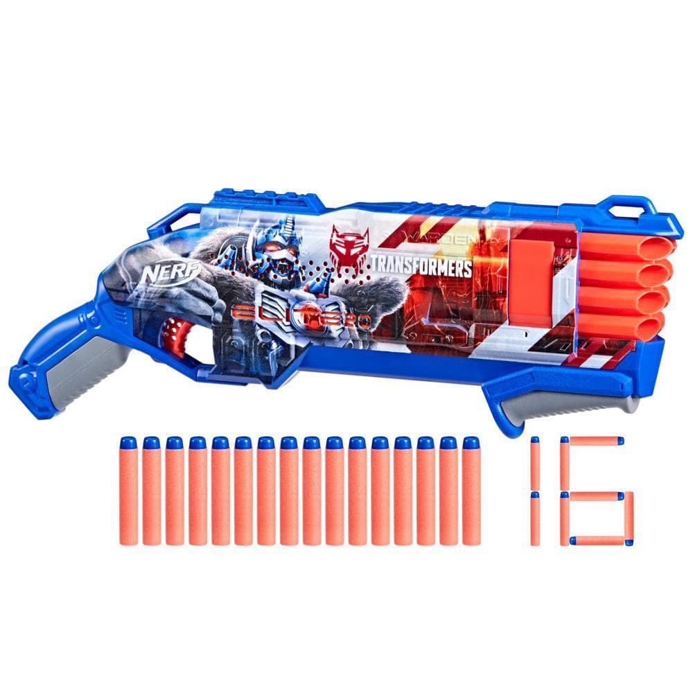 Nerf Transformers Optimus Primal, blaster à fléchettes en mousse, 16 fléchettes Nerf Elite, pour filles et garçons, dès 8 ans