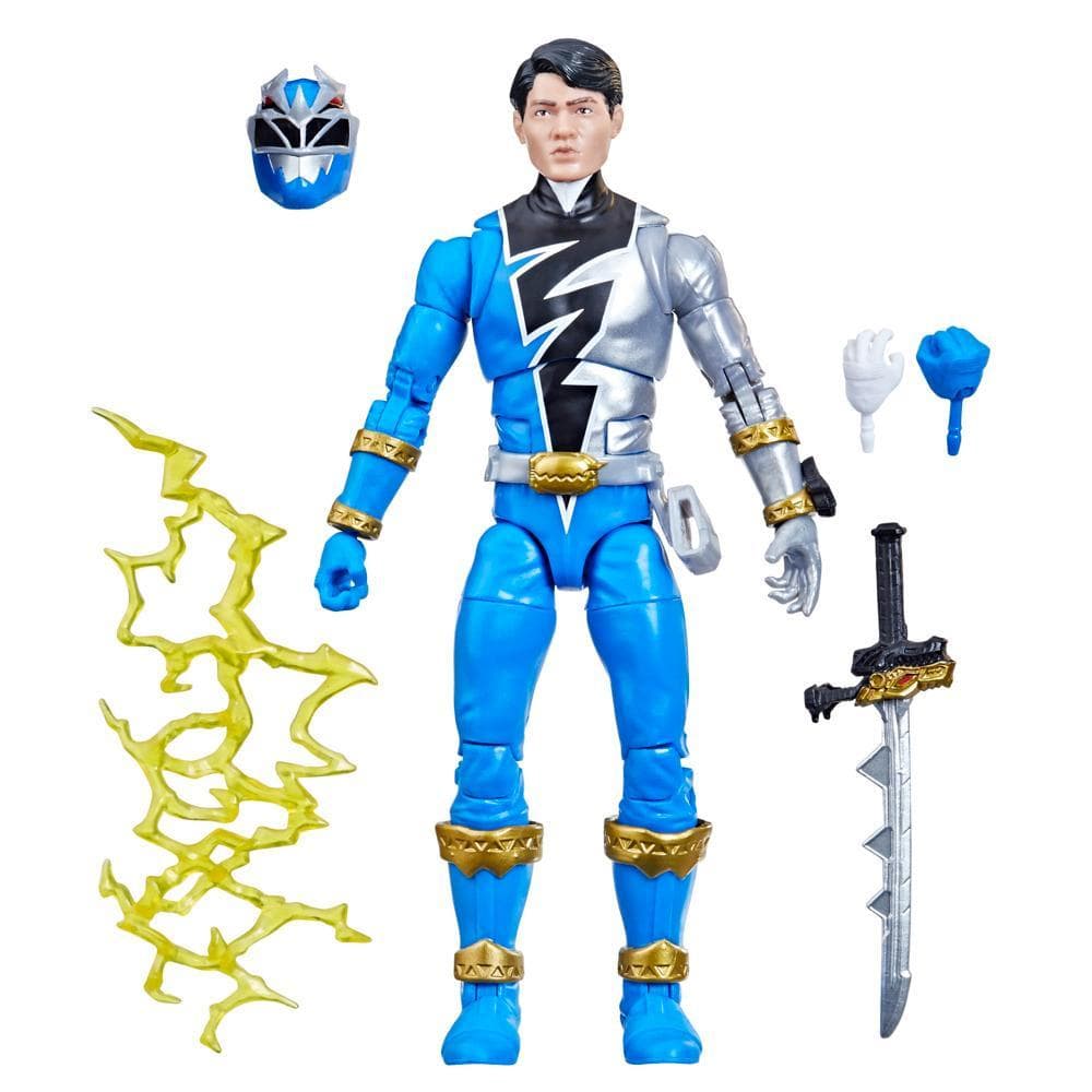 Power Rangers, Lightning Collection, Dino Fury, Ranger Bleu, figurine premium de collection de 15 cm avec accessoires