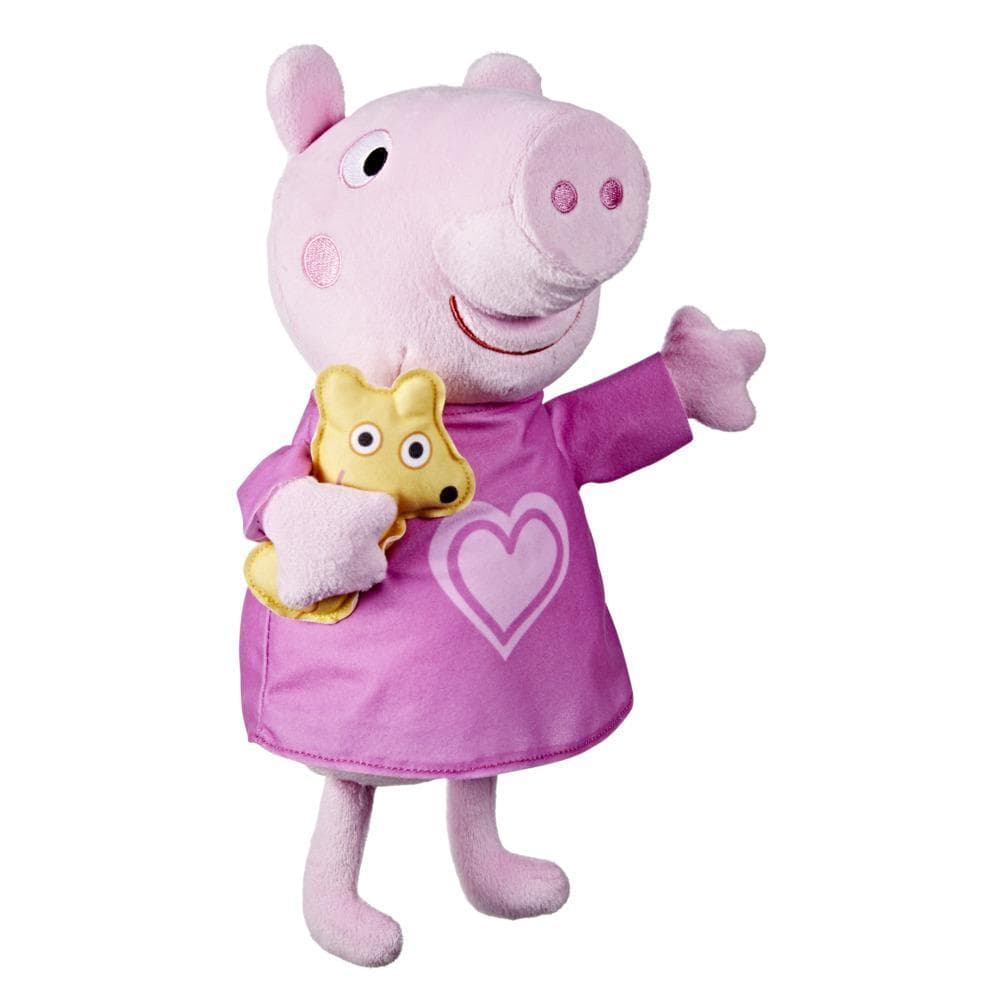 Peppa Pig Peluche Peppa berceuse peluche de 28 cm avec ourson, effets sonores et musicaux, dès 18 mois