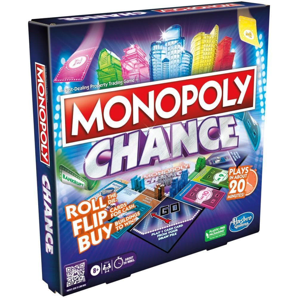 Monopoly Chance Board Game, Fast-Paced Monopoly Game, 20 Min. Average, Ages 8+