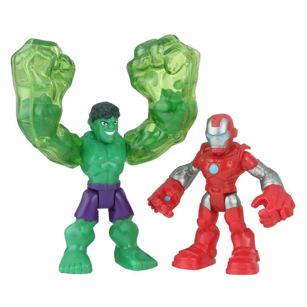 Playskool Heroes Marvel Super Hero Adventures 2-Pack, Collectible 2.5-Inch Hulk and Iron Man Action Figures