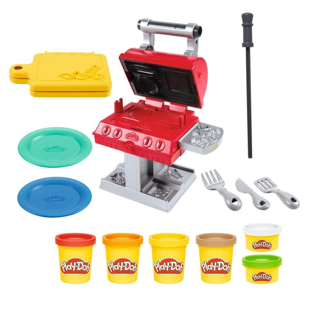 Play-Doh Kitchen Creations Grill 'n Stamp Playset for Kids 3 Years and Up with 6 Non-Toxic Colors