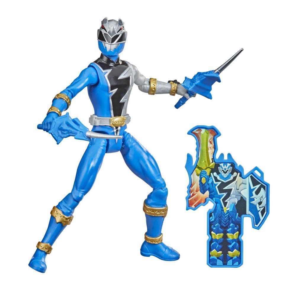 Power Rangers Dino Fury Blue Ranger 6-Inch Action Figure Toy Inspired by TV Show with Dino Fury Key and Weapon Accessories